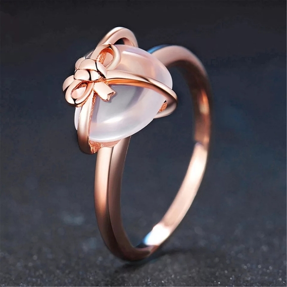 💎NEW💎 18K 925 ROSE QUARTZ GIFT OF MY 💓 RING - Picture 4 of 8
